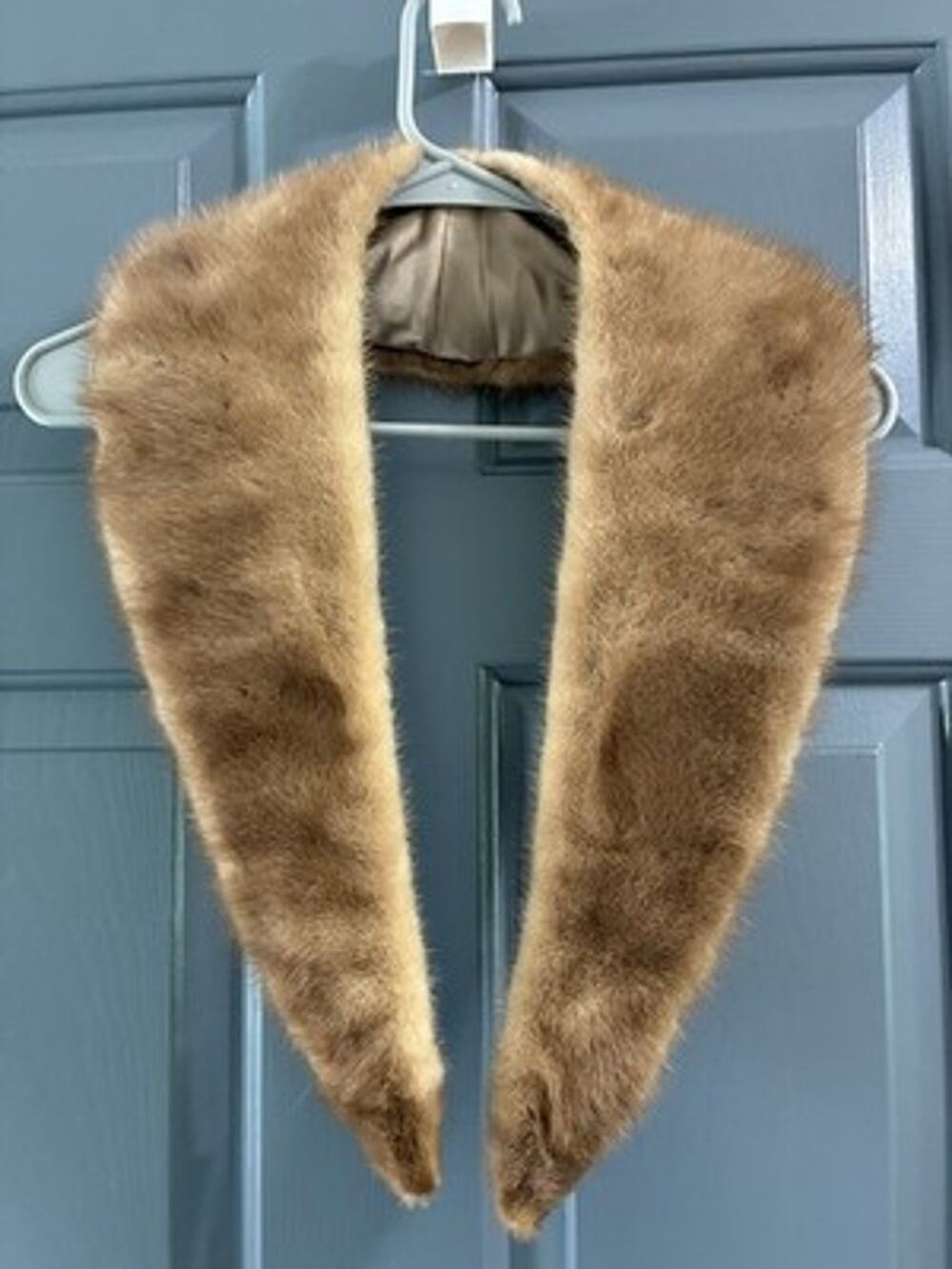 Vintage Real Mink Fur Stole Champagne blonde Brown Satin Lined